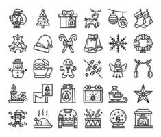 merry christmas outline vector icons