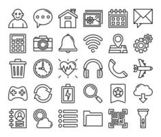 mobile user interface outline vector icons