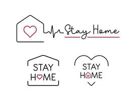 Set of stay home logo designs vector