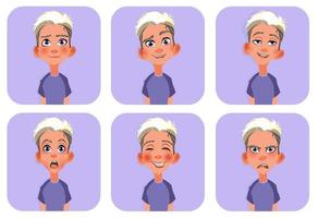 Big set of  boy emoticons Man avatars showing different emotions vector