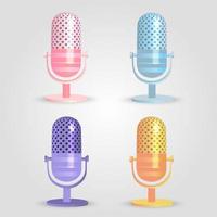 Set of vintage microphones vector