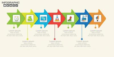 Plantillas infográficas de paso y línea de tiempo para diagrama de proceso de ilustración de vector de negocio