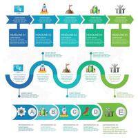 Plantillas infográficas de paso y línea de tiempo para diagrama de proceso de ilustración de vector de negocio