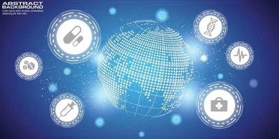 Fondo digital con punto de mapa mundial concepto de conexión de red global de negocio global vector
