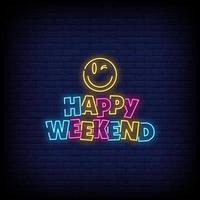 Happy Weekend Neon Signs Style Text Vector