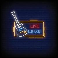 Live Music Neon Signs Style Text Vector