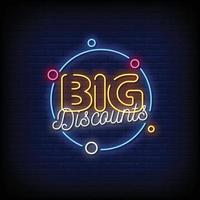 Big Discount Neon Signs Style Text Vector