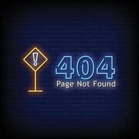 404 page not found Neon Signs Style Text Vector