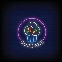 cupcake logo letreros de neón estilo texto vector