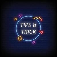 Tips and Trick Neon Signs Style Text Vector