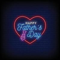 Happy Father Day Neon Signs Style Text Vector