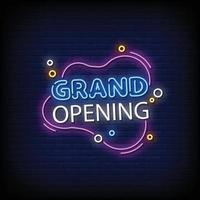 Grand opening Neon Signs Style Text Vector