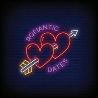 Romantic Dates Neon Signs Style Text Vector