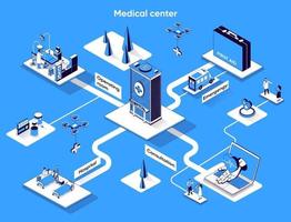 Medical center 3d isometric web banner vector