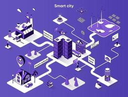 Smart city 3d isometric web banner vector