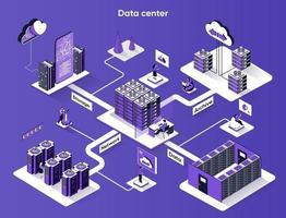 Data center 3d isometric web banner vector