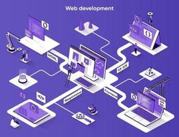 Web development 3d isometric banner vector