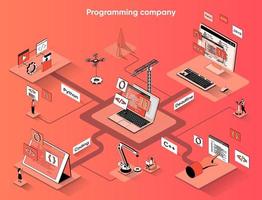 Programming company 3d isometric web banner vector