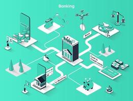 Banking services 3d isometric web banner vector