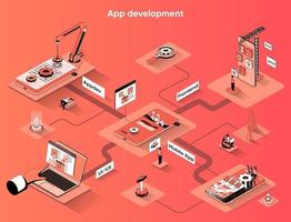 App development 3d isometric web banner vector