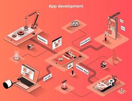 App development 3d isometric web banner vector