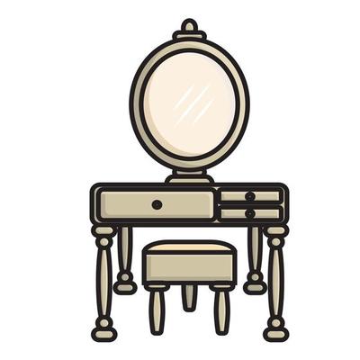 Dressing table with mirror in classic style illustration