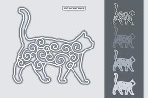 gato mandala vector 3d en capas