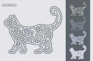 gato mandala vector 3d en capas