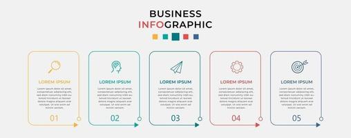 Plantilla de negocio de diseño infográfico vectorial con iconos y 5 opciones o pasos vector