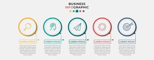 Plantilla de negocio de diseño infográfico vectorial con iconos y 5 opciones o pasos vector