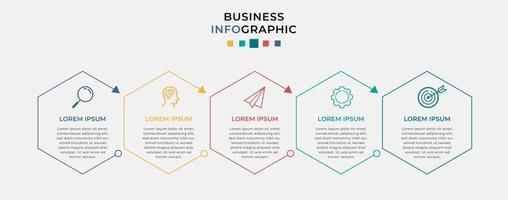 Plantilla de negocio de diseño infográfico vectorial con iconos y 5 opciones o pasos vector