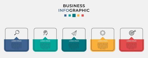 Plantilla de negocio de diseño infográfico vectorial con iconos y 5 opciones o pasos vector