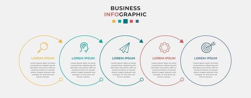 Plantilla de negocio de diseño infográfico vectorial con iconos y 5 opciones o pasos vector