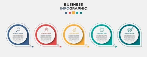 Plantilla de negocio de diseño infográfico vectorial con iconos y 5 opciones o pasos vector