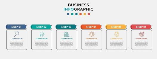 Plantilla de negocio de diseño infográfico vectorial con iconos y 6 opciones o pasos vector