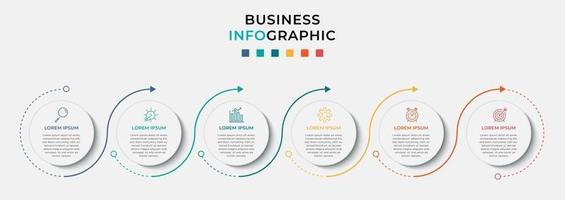 Plantilla de negocio de diseño infográfico vectorial con iconos y 6 opciones o pasos vector