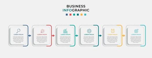 Plantilla de negocio de diseño infográfico vectorial con iconos y 6 opciones o pasos vector