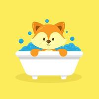 Cute FoxTake Bath Cartoon Character vector
