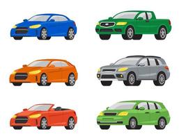 Set of different cars three quarter view vector