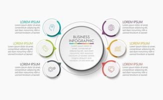 Iconos de infografía de línea de tiempo de círculo empresarial diseñados para plantilla de fondo abstracto vector