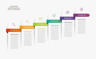 Iconos infográficos de la línea de tiempo de visualización de datos comerciales diseñados para la plantilla de fondo abstracto vector