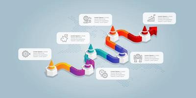 road isometric infographics presentation element template vector