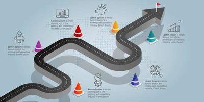 road isometric infographics presentation element template vector