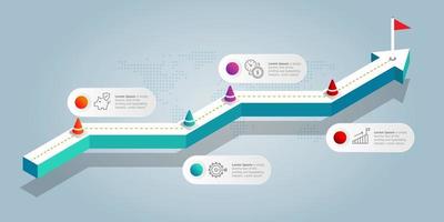 abstract isometric  growth graph  infographics 5 steps with icon vector