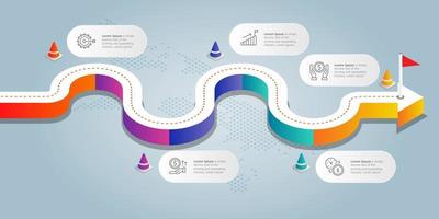 road isometric infographics presentation element template vector