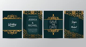 Wedding invitation cards with ornament art vector