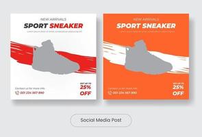 Sport sneaker social media post template banner set vector