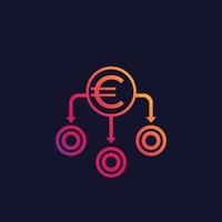 Financial diversification or diversified portfolio vector icon with euro