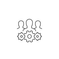 team interaction and management line icon on white vector