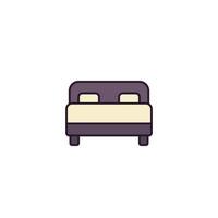 icono de vector de cama de dormitorio en blanco